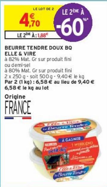 BEURRE TENDRE DOUX BQ ELLE & VIRE