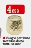 4€99  bougle parfumée martelée dorée 19cm. rad.214807 