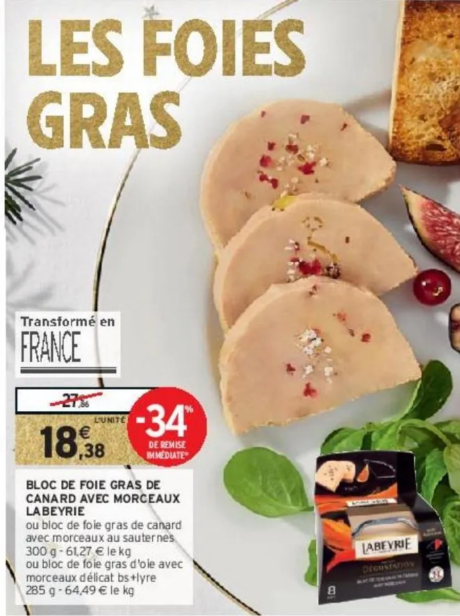 bloc de foie gras de canard avec morceaux labeyrie 