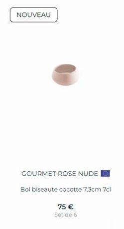 NOUVEAU  GOURMET ROSE NUDE  Bol biseaute cocotte 7,3cm 7cl  75 € Set de 6 