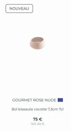 nouveau  gourmet rose nude  bol biseaute cocotte 7,3cm 7cl  75 € set de 6 