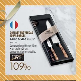 COFFRET PROVENCAO  100% FORGES  LION SABATIER"  Comprend un office de 10 cm + un chef de 20 cm. Lames en acier inoxydable.  13990  109%  ideal  ARA  