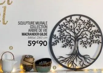sculpture murale collection arbre de vie  macrander gilde métal. d60 cm  59 €90 