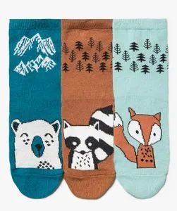 Chaussettes garçon hautes imprimé animaux de la forêt (lot de 3) offre à 2,49€ sur Gémo
