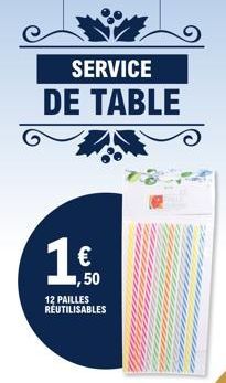 SERVICE  DE TABLE  € 1,50  12 PAILLES REUTILISABLES  