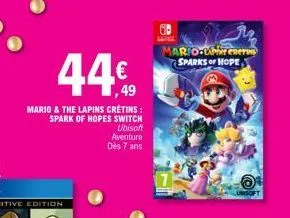 44€  mario & the lapins cretins:  spark of hopes switch  ubisoft  aventure dès 7 ans  mario-pher enero sparks of hope 