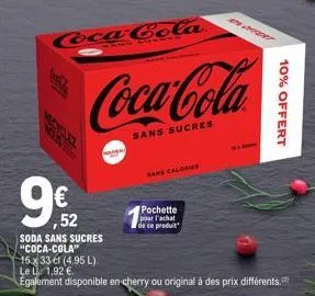 Soda sans sucres COCA-COLA