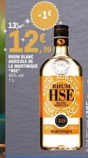 -1€  135  12€  rhum blanc agricole de la martinique "hse" 40% vol. 1l  with  sarita  [mm  mary  rhum  hse  ricol  blanc mgricole  40  40%  martinique 