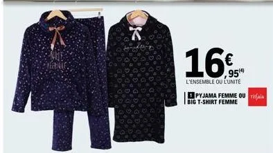 t  16%  l'ensemble ou l'unité  954)  pyjama femme ou taa big t-shirt femme  