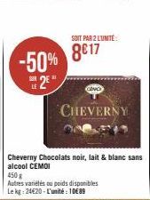 -50% 2⁰  SOIT PAR 2 L'UNITÉ  8€17  CHEVERNY  CONO 