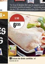 LE KG  6€95  Graines de lin  Cuisse de dinde certifiée x1  VISABLE FRANCAISE 