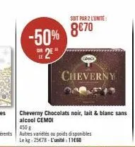 -50% 8670  le  2  soit par 2 l'unité  cheverny  cono 