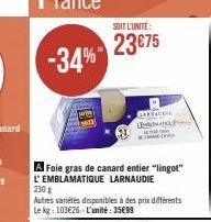 -34%  SOIT L'UNITE:  23€75  CARNAUBIE பியசாயிர் 