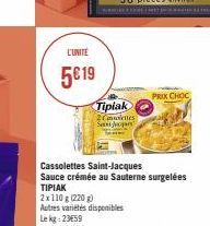 L'UNITE  5€ 19  Tipiak Colettes Sastopan  917 – ******* I  PRIX CHOC 
