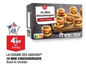 vande sovi  489  156 1,35  la cuisine des saveurs® 10 mini cheeseburgers  bœuf et cheddar.  10 mini cheeseburgers  bad  v 1135₂  