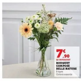 7,90  le bouquet bouquet  compose belle nature  8 tiges  coloris assortis 