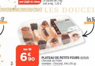 las 16  6%  PLATEAU DE PETITS FOURS (810)(8)  Chocolat ou Fruits 