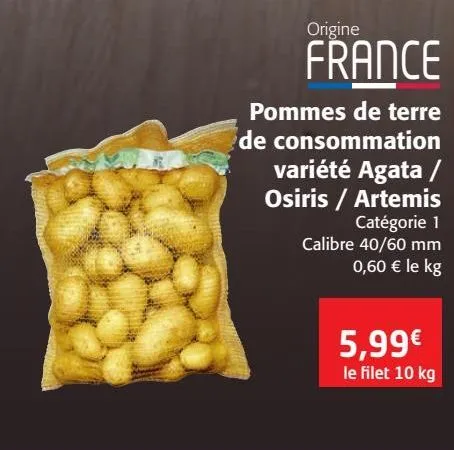 pommes de terre de consommation variété agata osiris artemis