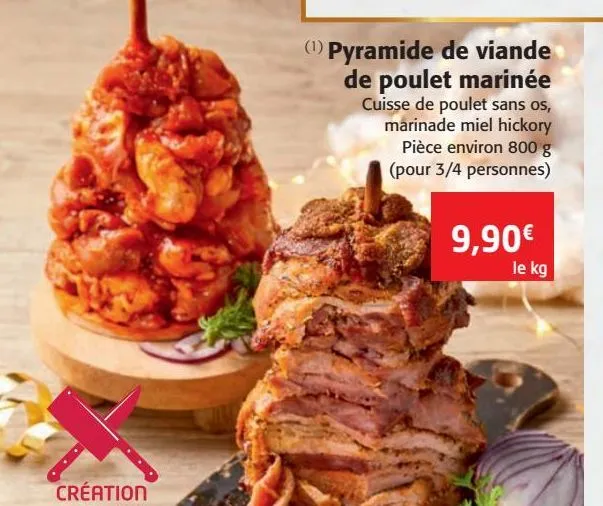 pyramide de viande de poulet marinée 