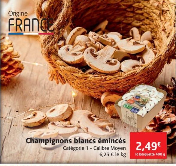 Champignons blancs émincés