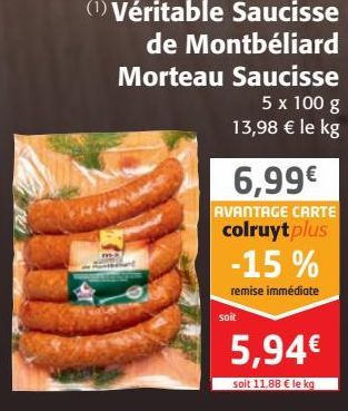 Véritable Saucisse de Montbéliard Morteau Saucisse