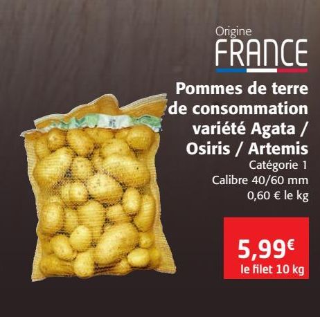 Pommes de terre de consommation variété Agata/ Osiris / Artemis 