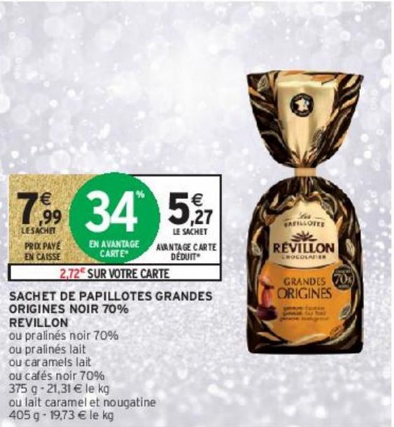 SACHET DE PAPILLOTES GRANDES  ORIGINES NOIR 70% REVILLON