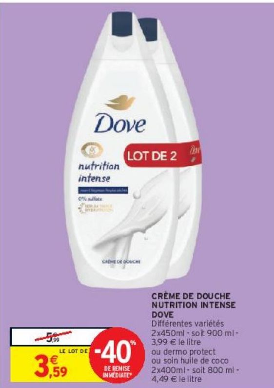 CRÈME DE DOUCHE NUTRITION  INTENSE DOVE