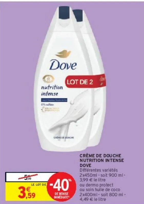 crème de douche nutrition  intense dove