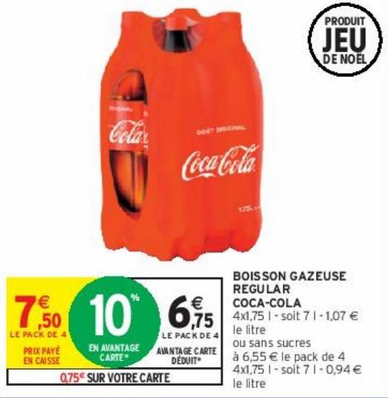 BOISSON GAZEUSE REGULAR  COCA-COLA