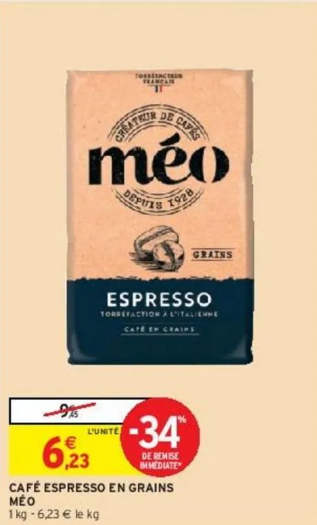 café espresso en grains méo