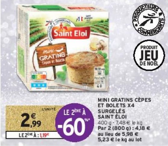 MINI GRATINS CÈPES ET BOLETS X4 SURGELÉS SAINT ÉLO