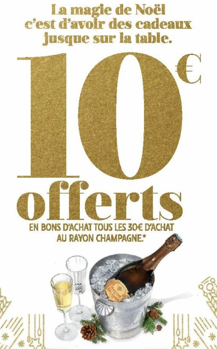 en bons d'achat tous les 30€ d'achat au rayon champagne 