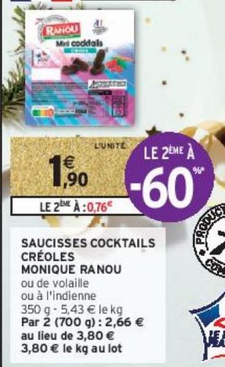 SAUCISSES COCKTAILS CRÉOLES MONIQUE RANOU