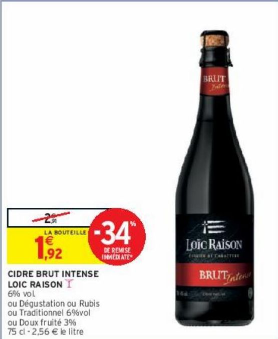 CIDRE BRUT INTENSE LOIC RAISON