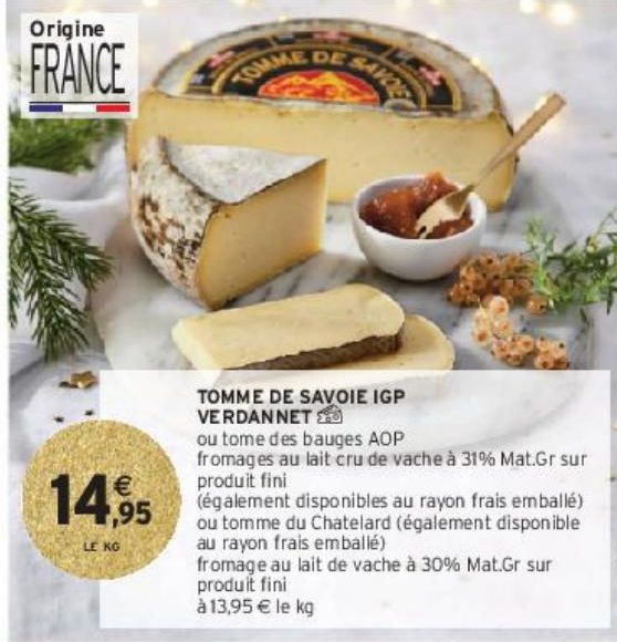 TOMME DE SAVOIE IGP VERDANNET