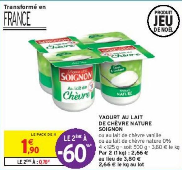 YAOURT AU LAIT DE CHÈVRE NATURE SOIGNON