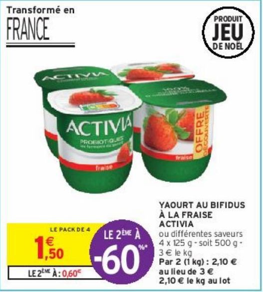 YAOURT AU BIFIDUS À LA FRAISE ACTIVIA