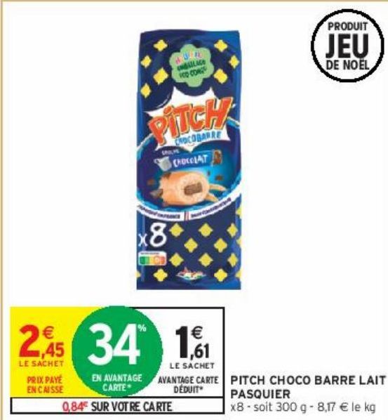 PITCH CHOCO BARRE LAIT PASQUIER