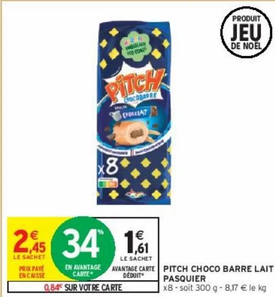 pitch choco barre lait pasquier