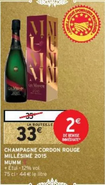 champagne cordon rouge millésimé 2015 mumm