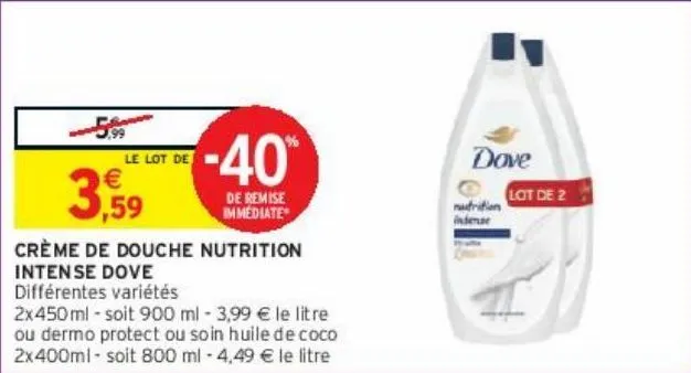 crème de douche nutrition intense dove