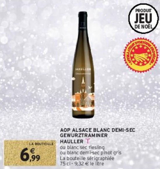 AOP ALSACE BLANC DEMI-SEC GEWURZTRAMINER HAULLER