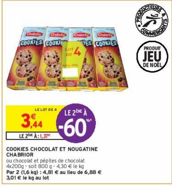 COOKIES CHOCOLAT ET NOUGATINE CHABRIOR