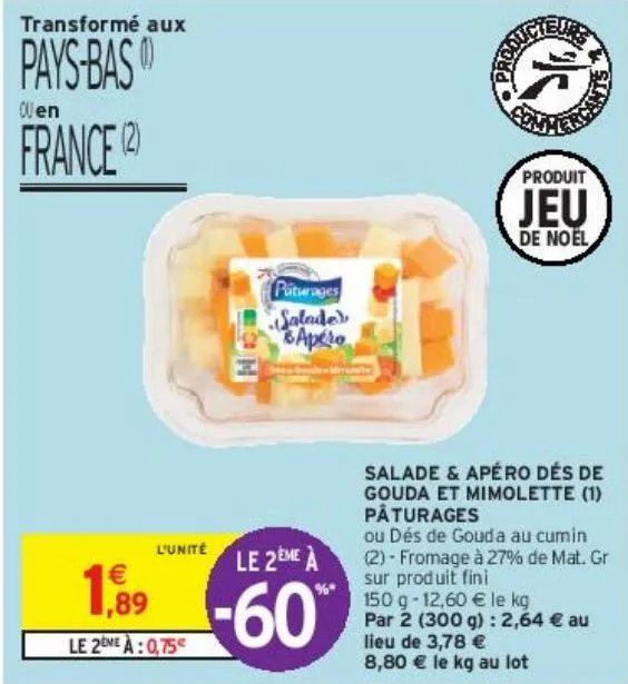 salade & apéro dés de gouda et mimolette (1) pâturages