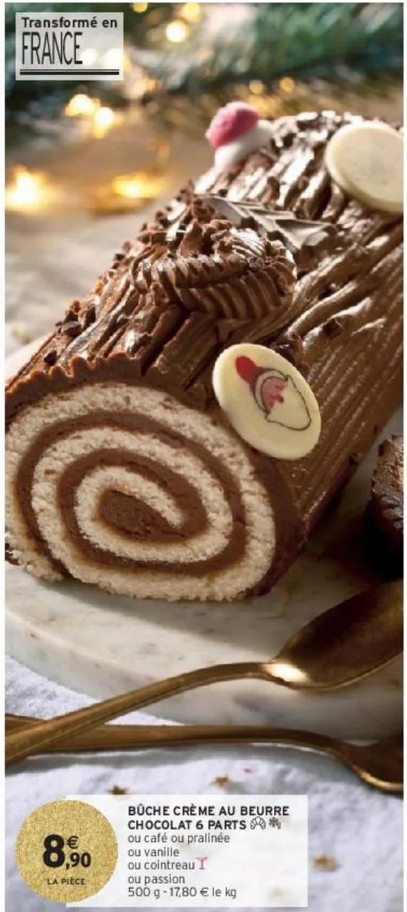 bûche crème au beurre chocolat 6 parts