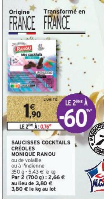 SAUCISSES COCKTAILS CRÉOLES MONIQUE RANOU