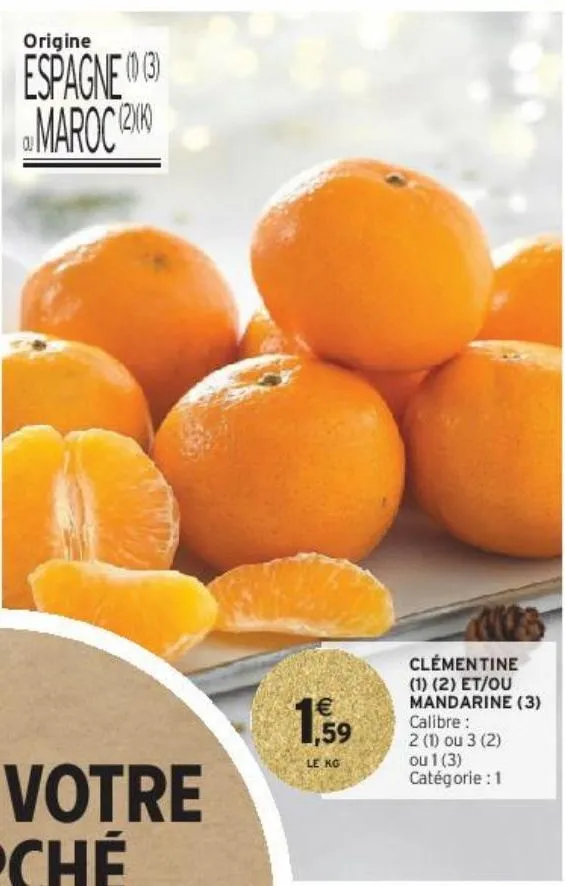 clémentine (1) (2) et/ou mandarine (3)
