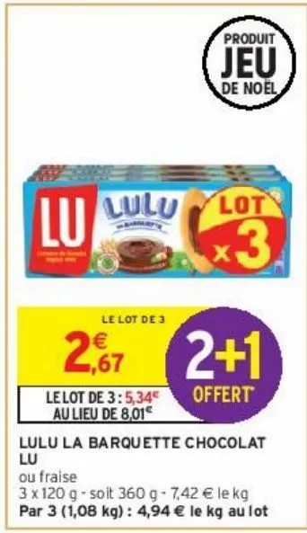 lulu la barquette chocolat lu