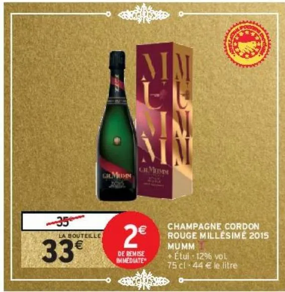 champagne cordon rouge millésimé 2015 mumm